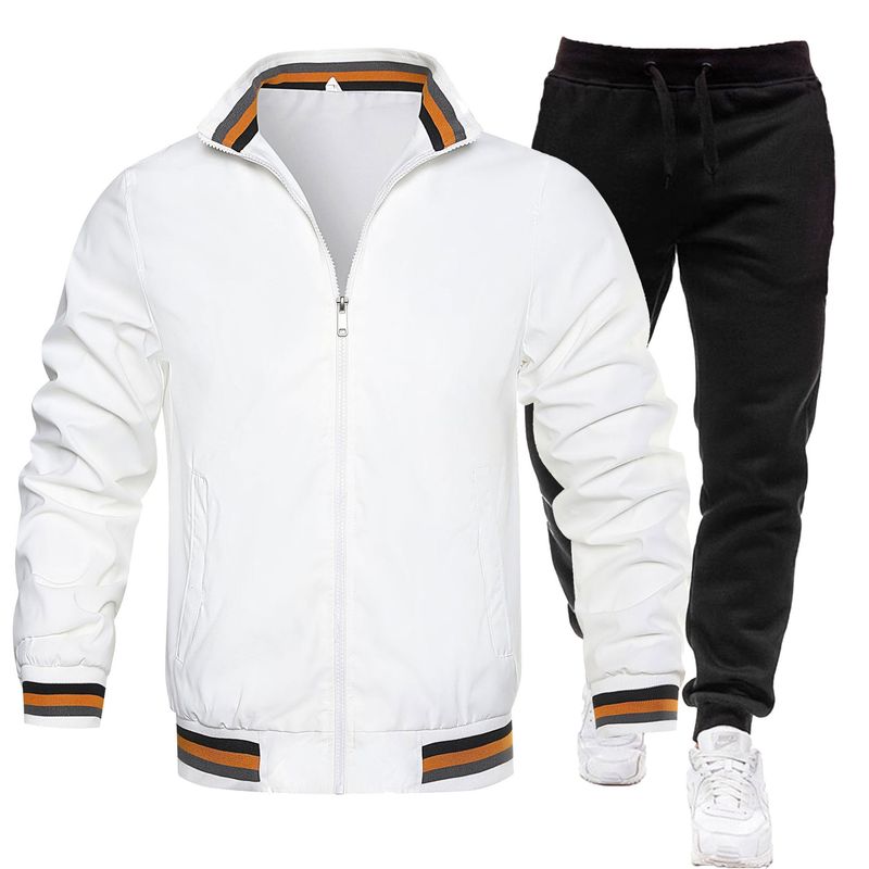 Completo casual da uomo: cardigan con cerniera e pantaloni con collo alto (autunno/inverno)_voghion.com
