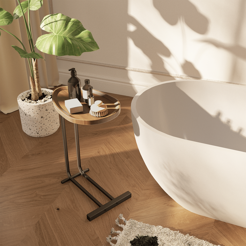 C-Shaped Side Table, C Table End Table For Sofa And Bedside, Couch Side Tables, Wood C-Shaped End Table With Metal Frame Slide For Bedroom Living Room_voghion.com