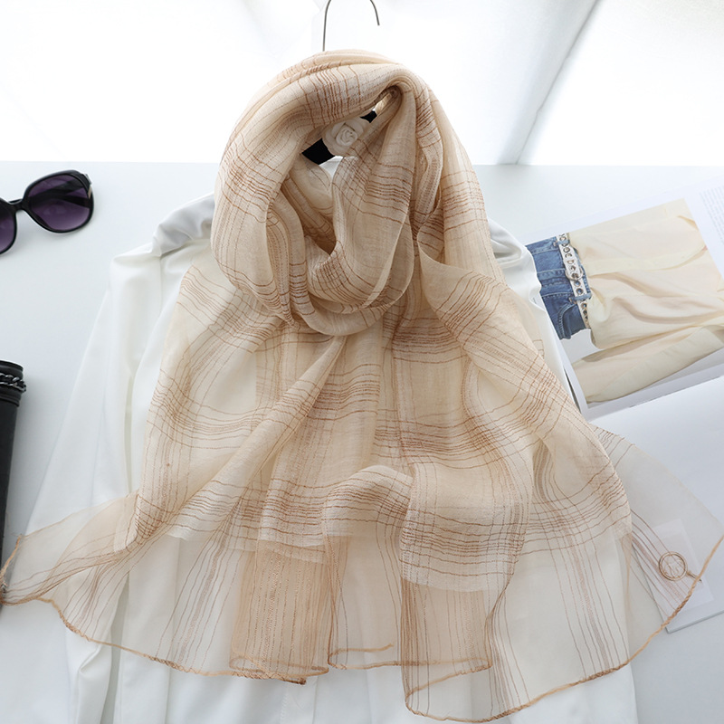 r autumn and winter new version of silk blended scarf female mulberry silk gold and silver silk long shawl dual-use silk scarf_voghion.com