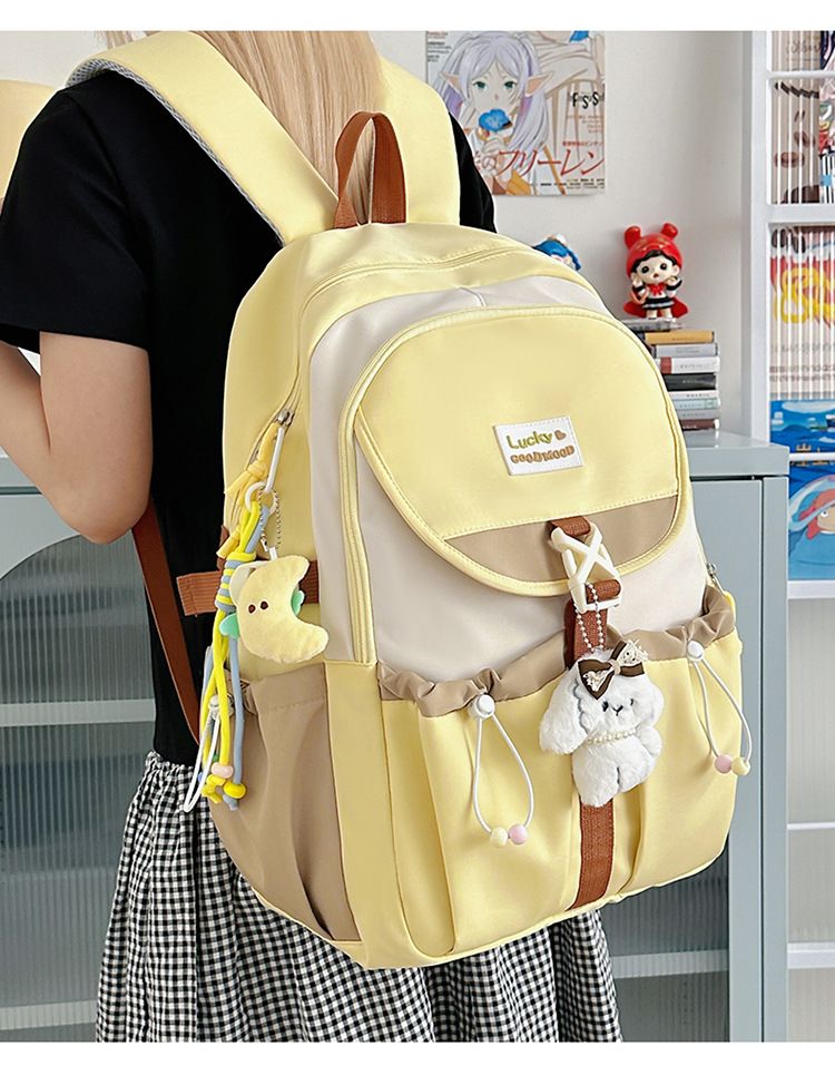 GUIYU Large Capacity Backpack For Students - Lightweight, Stylish & Multifunctional School Backpack With Color Block Design, Ergonomic Cushion Straps_voghion.com