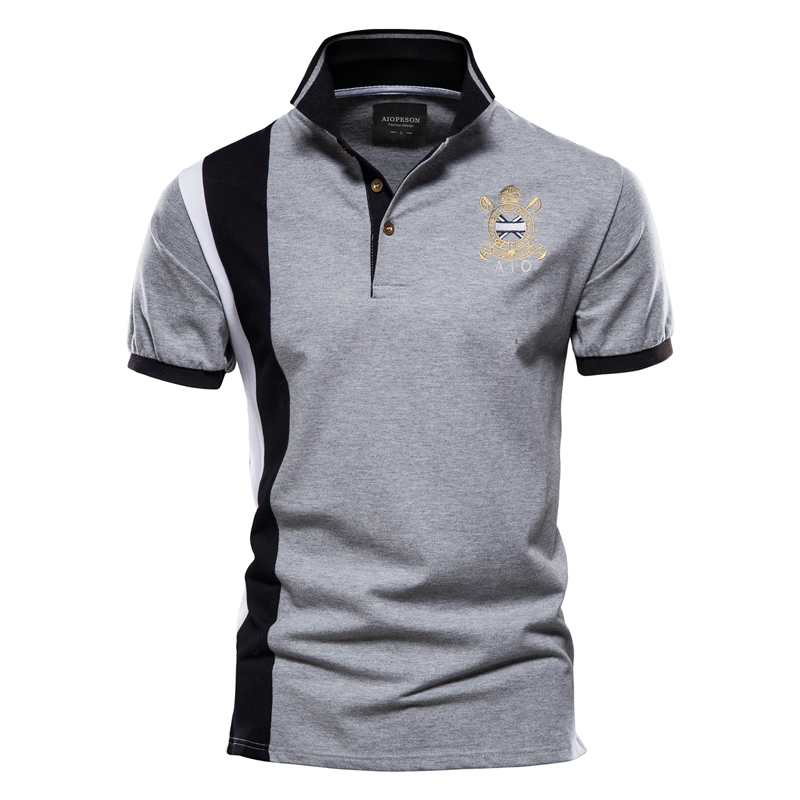Erkek giyim Yaka spor erkek pamuklu POLO gömlek Moda rahat erkek işlemeli kısa kollu tişört_voghion.com