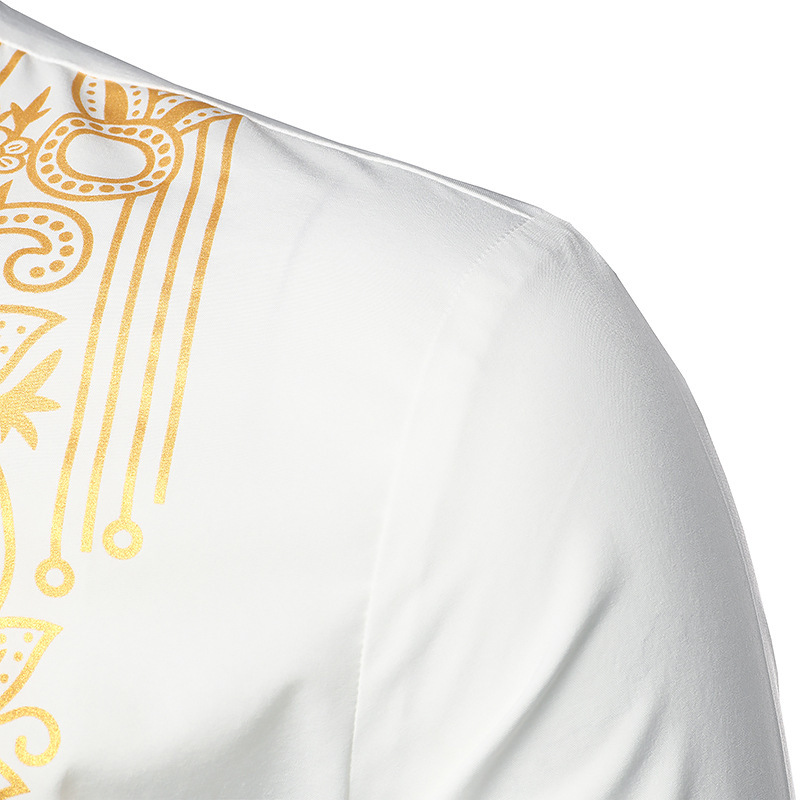 Herre Casual Fashion Bronzed Pullover skjorte Tuten Lang skjorte Muslin Lige skjorte_voghion.com