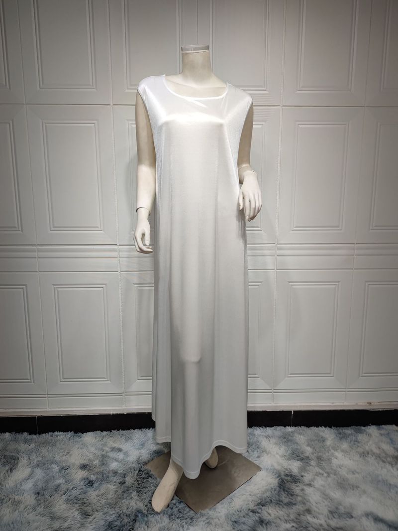 Vêtements pour femmes, jupe longue diamant tendance moderne, robe en satin doux à la taille, vêtements d'intérieur blancs, abaya_voghion.com