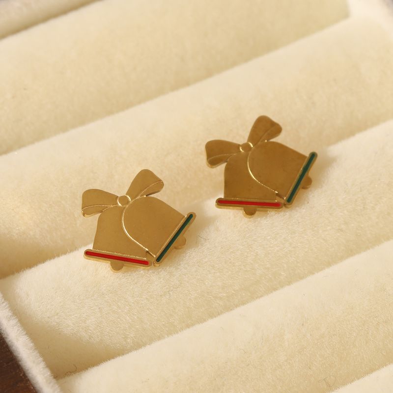 1 Paar süße, schlichte Weihnachtsohrstecker mit Weihnachtsbaum, Weihnachtsmann, Emaille, 304 Edelstahl, Zirkonia, 14 Karat vergoldet_voghion.com