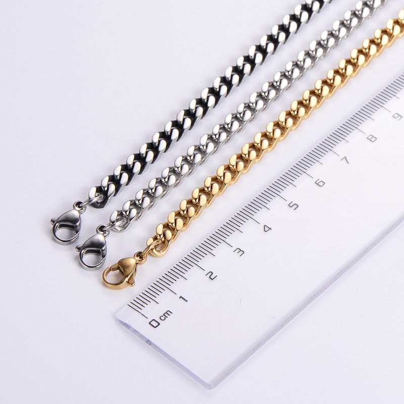 Men's Jewelry Hip Hop Jewelry Stainless Steel Polished Four Sided Grinding Necklace Cuban Chain Necklace_voghion.com