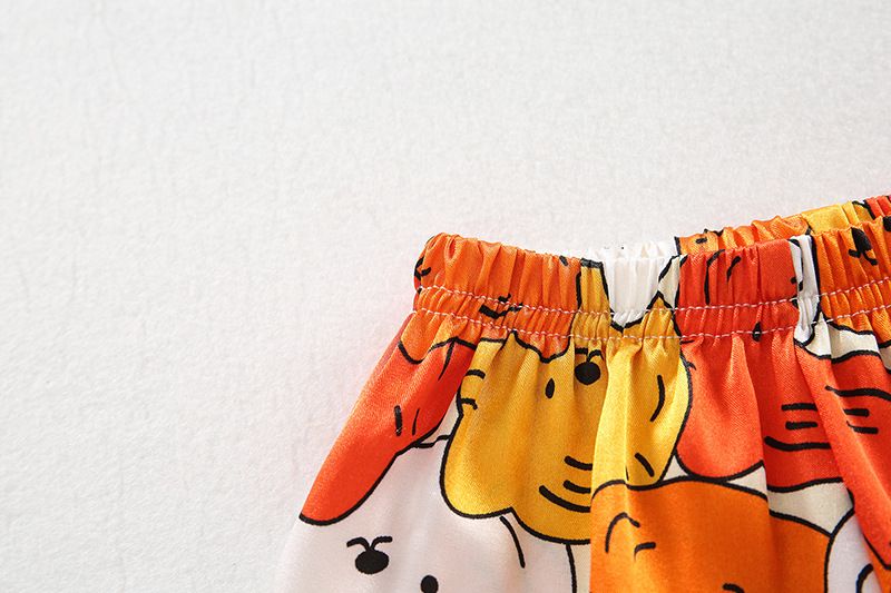Pijamas para niños al por mayor, verano, nuevo, estilo coreano, ropa para el hogar para niños y niñas, dibujos animados de anime, pantalones cortos de manga corta, código 80-160_voghion.com