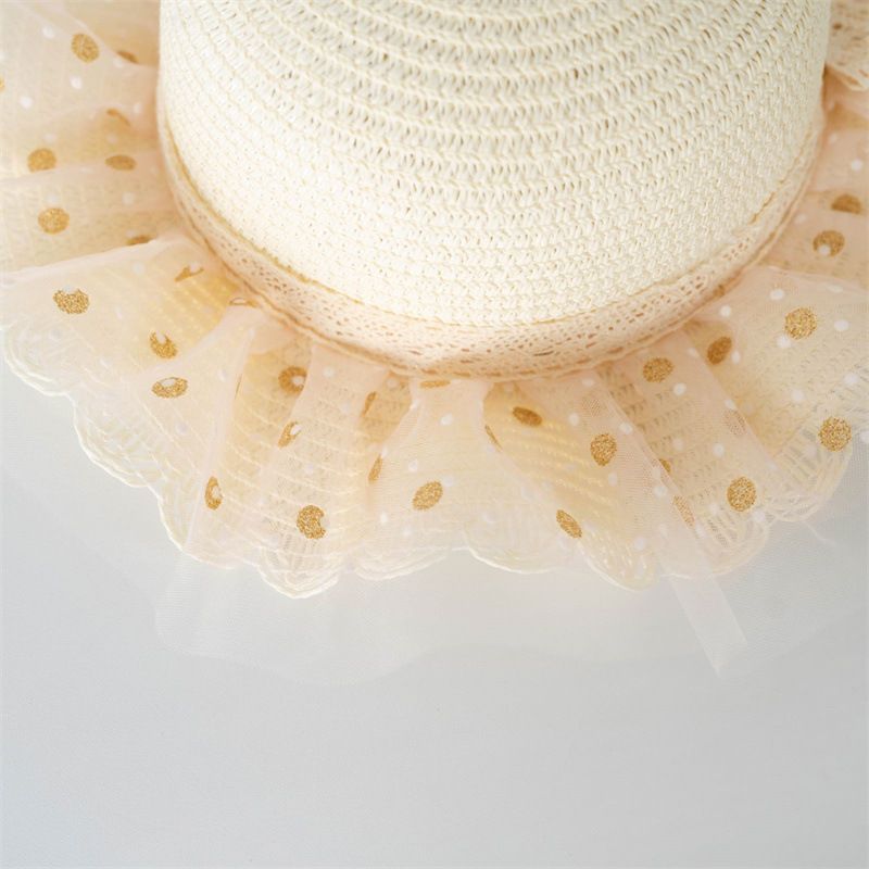 Cappello di paglia per bambini, in rete di pizzo estivo, set di borse per ragazze, dolce campagna, parasole_voghion.com