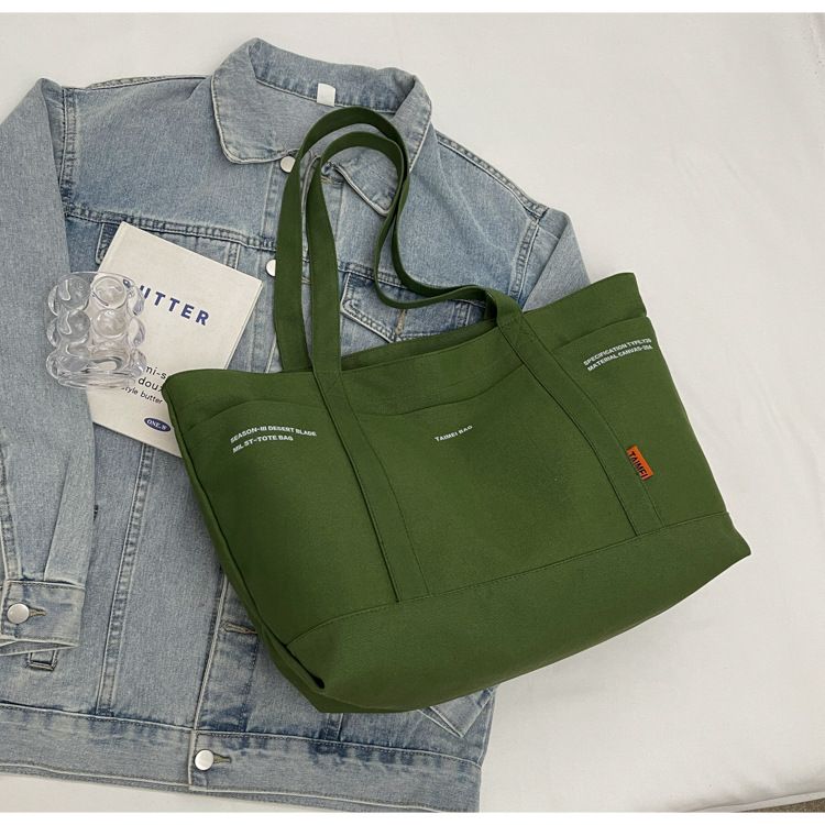 Female Slouchy Large Capacity Canvas Bag Tote Commuter Bag Premium Sense Shoulder Rest_voghion.com