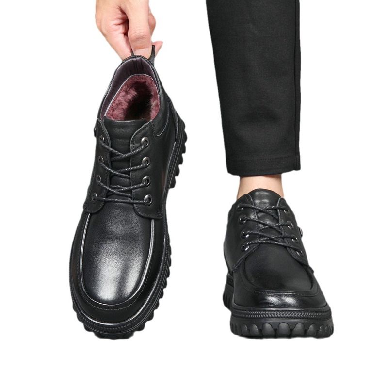 Neu Martin Für Männer, Britische High Top Schuhe Mit Plüsch Isolierung, Dicke Sohle, Casual Leder Stiefel, Arbeit Kleidung Schuhe,_voghion.com