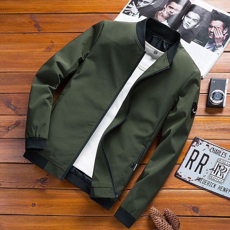CT Spring Autumn Korean Style Slim Fit Solid Color Coat Men Handsome Plus Size Baseball Jacket Men's Customizable_voghion.com