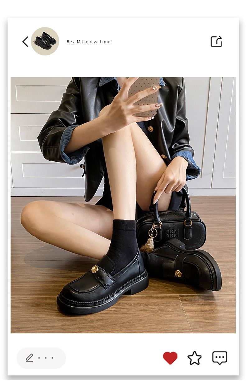 Camellia Platform Loafers Women 2025 New Elevator Women's Genuine Black British Style Small Leather Single-Layer Shoes_voghion.com