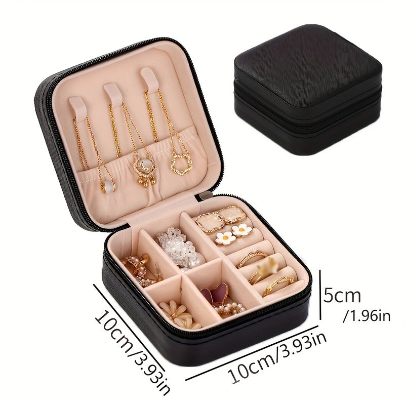 1 Stück Tragbare Schmuckaufbewahrungsbox, Reiseetui für Ohrringe, Halsketten und Ringe, Einfache Schmuck-Organizer-Box_voghion.com