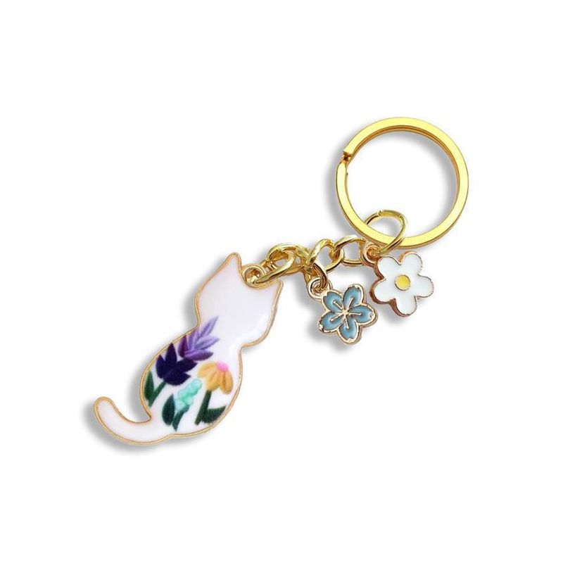 Nouveau porte-clés coloré et mignon en émail avec fleur, passionné de jardin et de chat_voghion.com