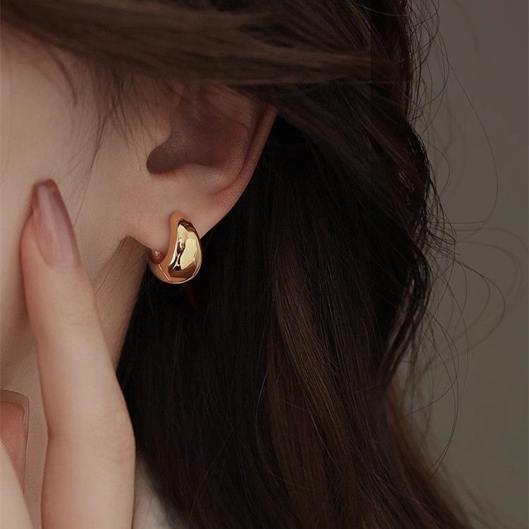 Orecchini a cerchio in metallo con goccia d'acqua, nuovi, di lusso, di alta gamma, per donne, eleganti, in oro_voghion.com