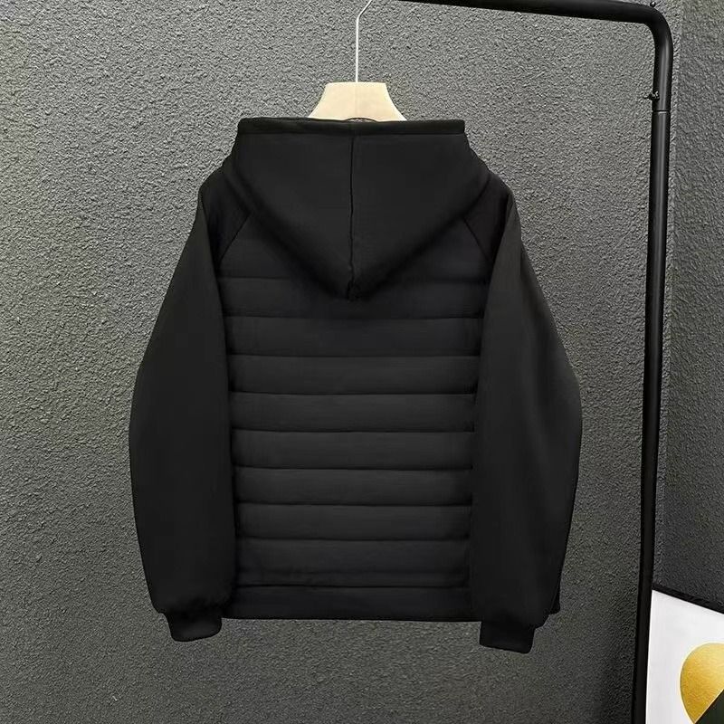 Giacca invernale alla moda per coppie - Cappotto oversize unisex con cappuccio e design a blocchi di colore, caldo ed elegante per l'uso quotidiano_voghion.com