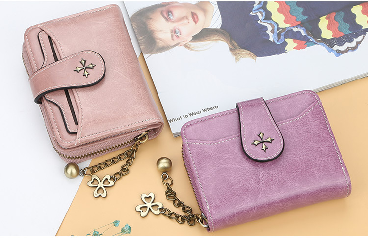 Kleine Geldbörse für Damen mit Reißverschluss, zweifach gefaltet, Vintage-Geldbörse, Gothic-Geldbörse, Mini-Geldbörse aus Leder mit Münzfach_voghion.com