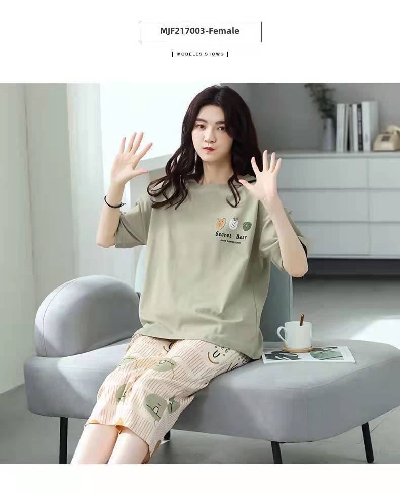 Sieviešu vasaras pidžamas, plus izmēra īsroku kapri bikses, vasaras sieviešu uzvalks, virsdrēbes, korejiešu stila, jaukas, mājas apģērbs, plānas_voghion.com