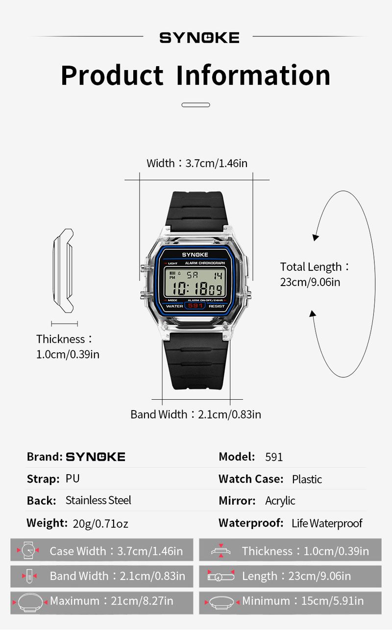 Retro Digital Sports Watch For Men And Women - Lightweight Square Design, 30M Waterproof, PU Strap, Multiple Color Options Small Square Spot_voghion.com