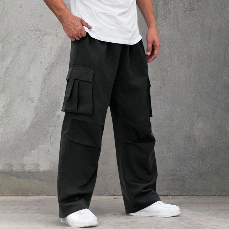 Herrenbekleidung Trendy Overalls für Männer High-End-Ins Trendy Hose mit mehreren Taschen Lose gerade Bein breite Bein Freizeithose für Paare_voghion.com