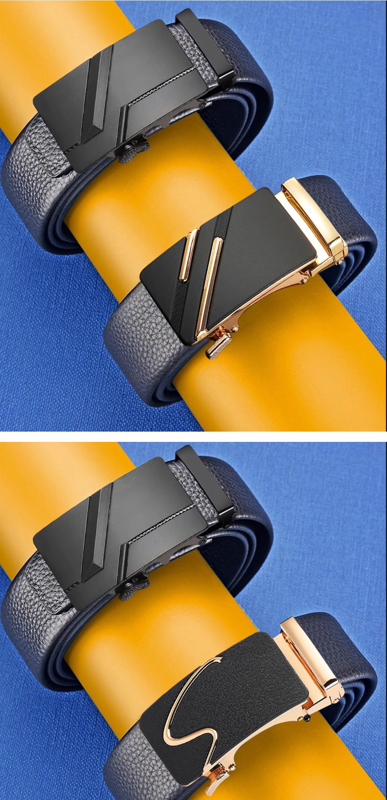 HOT JIFANPAUL New Fashion Automatic Buckle Business Genuine Leather Jeans High Quality Men's Belt No Gift Box_voghion.com