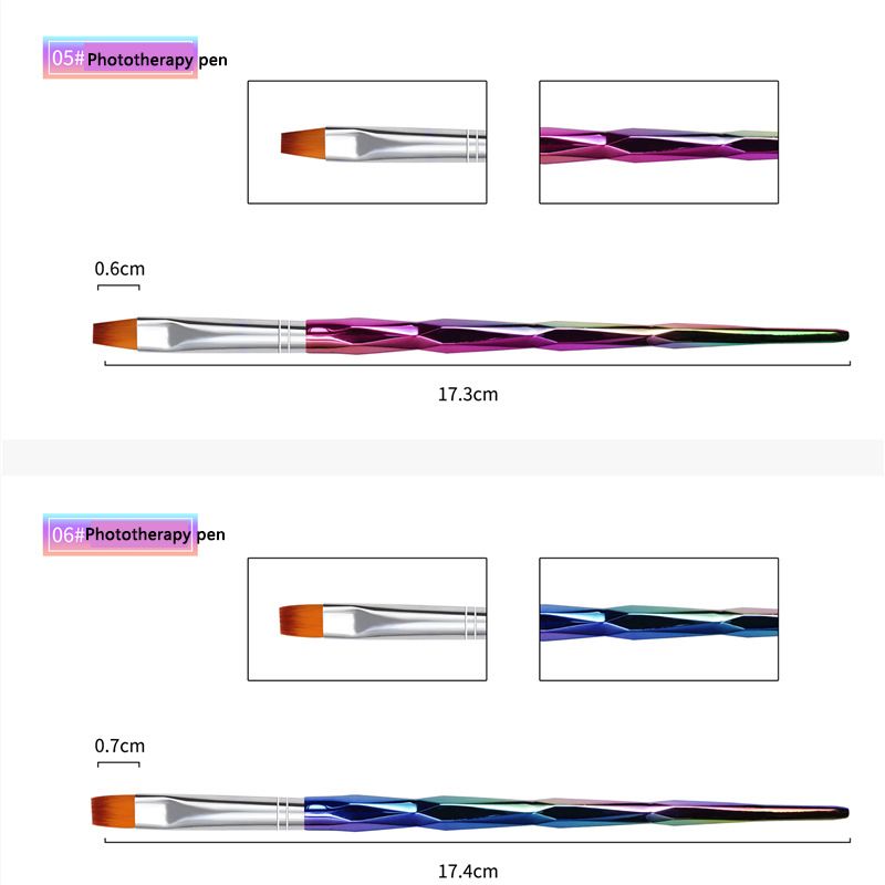 10 stk/sett regnbue akryl flytende UV gel neglebørste maling tegning stripe liner blomsterpenn neglekunst manikyr verktøysett_voghion.com