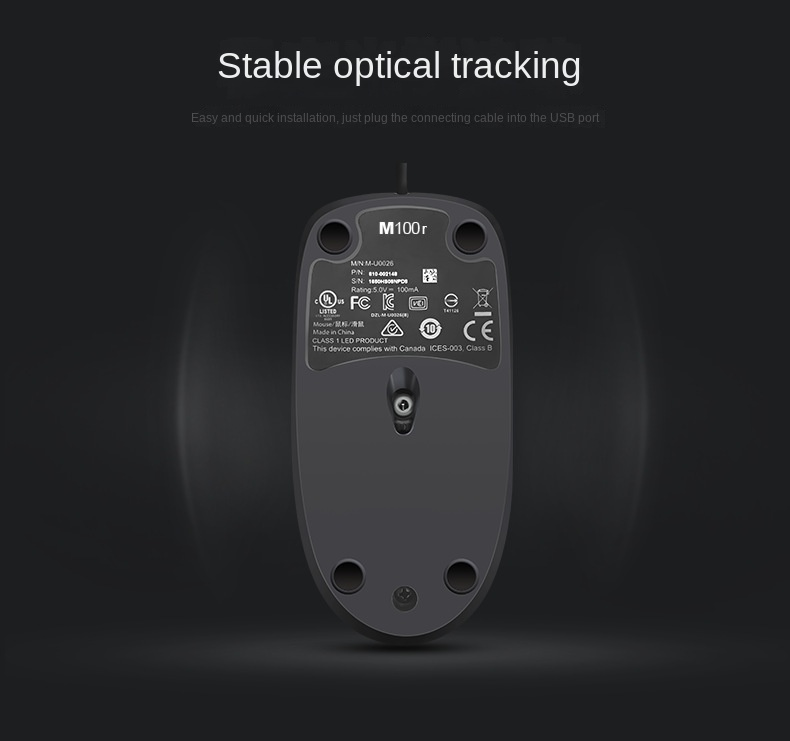 Logitech M100r Komfortable kabelgebundene Computermaus Universelle wiederaufladbare ergonomische Computermäuse_voghion.com