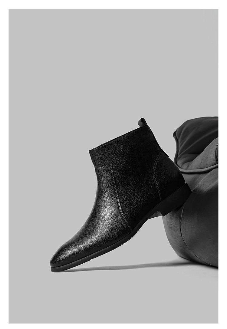 Glide Glide Autunno Inverno Nuovo Uomo Semplice Sottile Morbido Pelle Business Ufficio Europeo Americano Cerniera Laterale Stivaletti Corti Taglia Grande_voghion.com