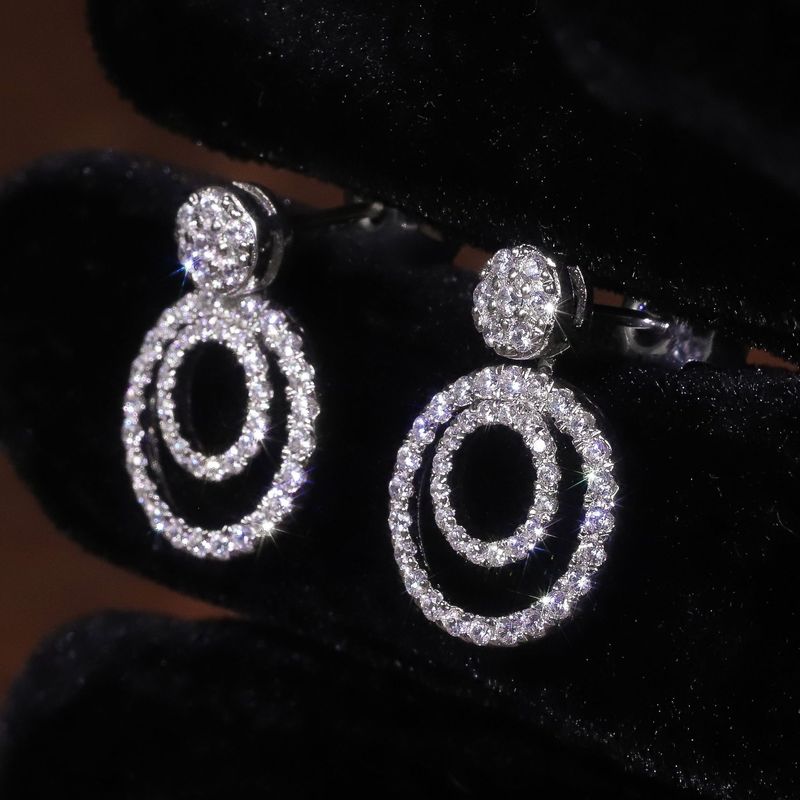 Pendientes de diamantes cultivados con incrustaciones de oro de alta calidad, apilables, de lujo, con doble aro y círculo, en oro de 9, 10 y 14 k._voghion.com