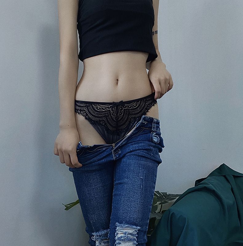 Dameskleding Transparante holle dunne bikini met één lijn voor dames T-broek sexy kant lage taille verstelbare string volwassen vrouwen_voghion.com