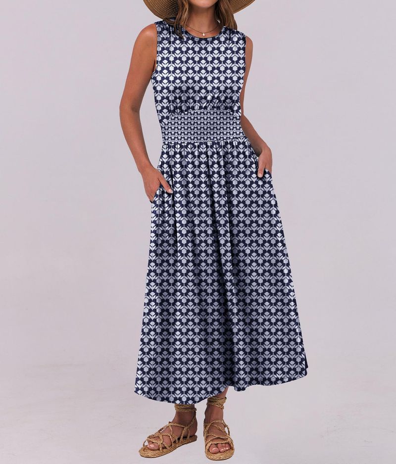 2025 Sommer Französisch Stil Minimalist Taille Cinching Casual Rundhals Gestrickte Weste Overall_voghion.com