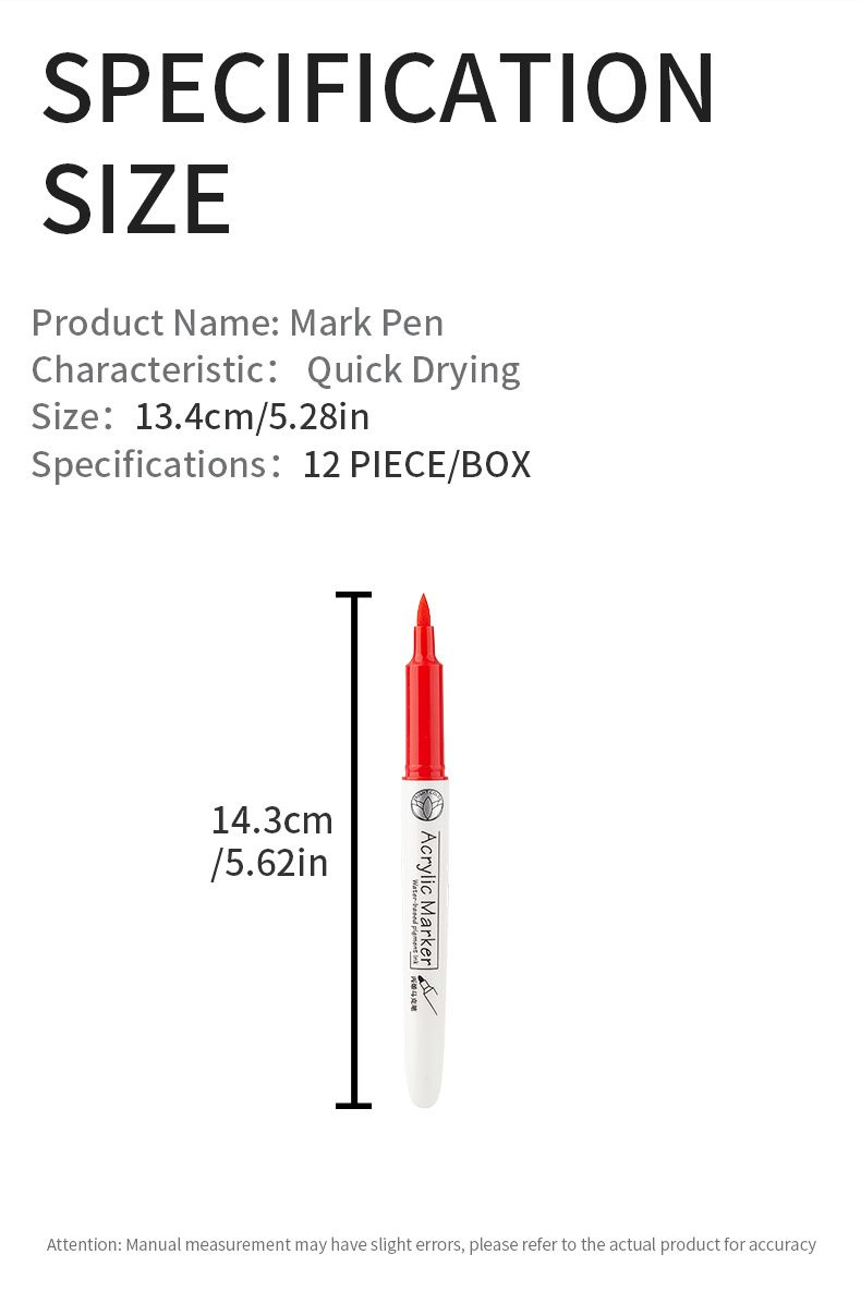 Vibrant 12-Color Acrylic Paint Markers For Kids & Artists - Soft Tip Brush Pen For Drawing, Doodling, Nail Art & DIY Crafts_voghion.com