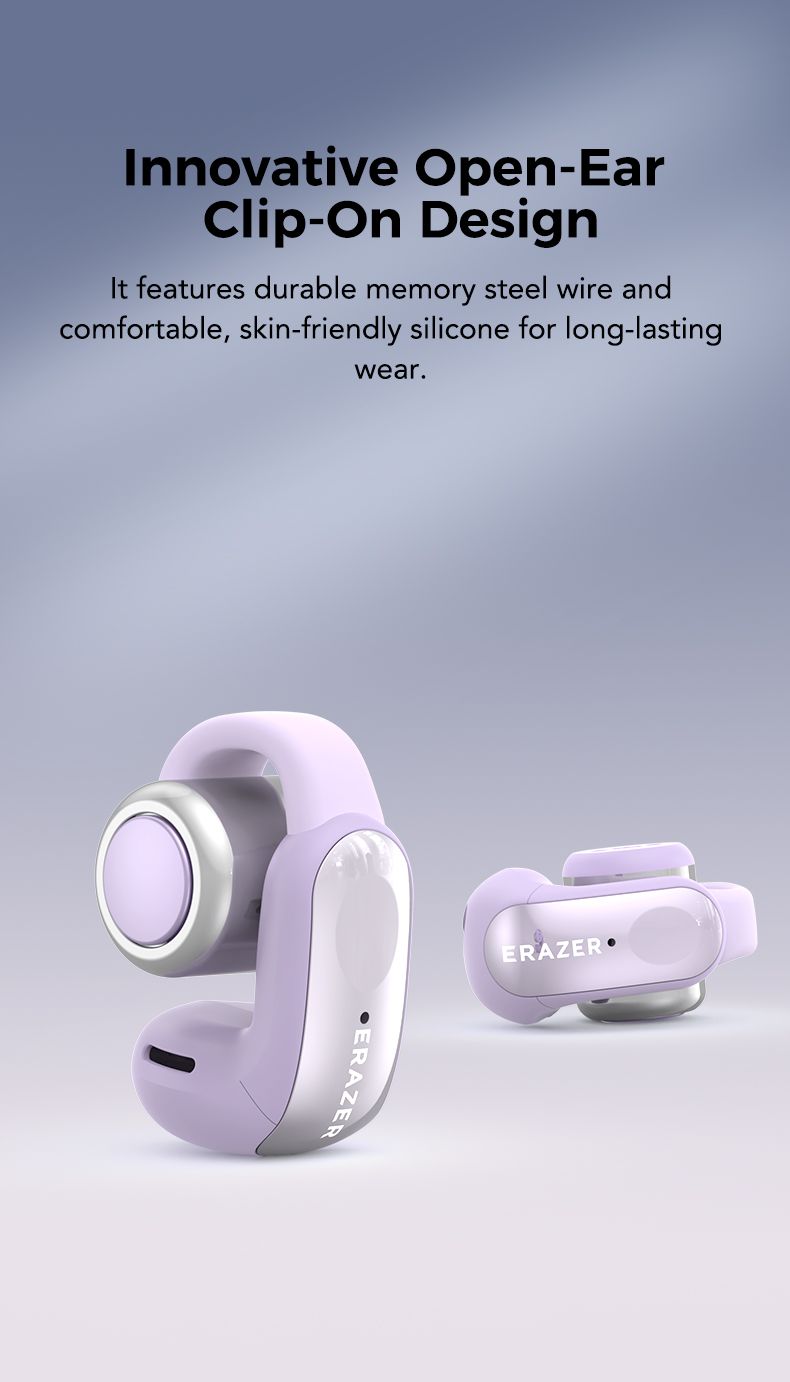 ERAZER XF28 Ear Clips AI Translator Earphones Bluetooth V6.0 Comfortable Stable Sports Wireless Headphones With LCD_voghion.com