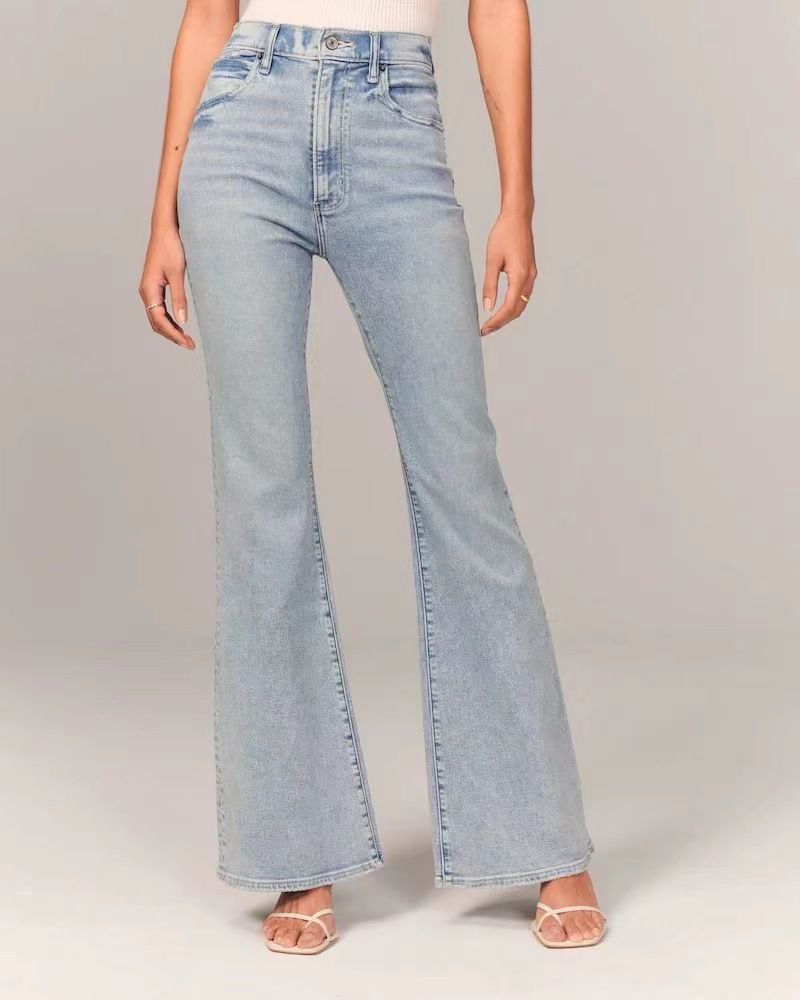 Abbigliamento da donna Hottie Retro Pantaloni a vita alta elastici da donna, slim e alti, in denim svasato_voghion.com