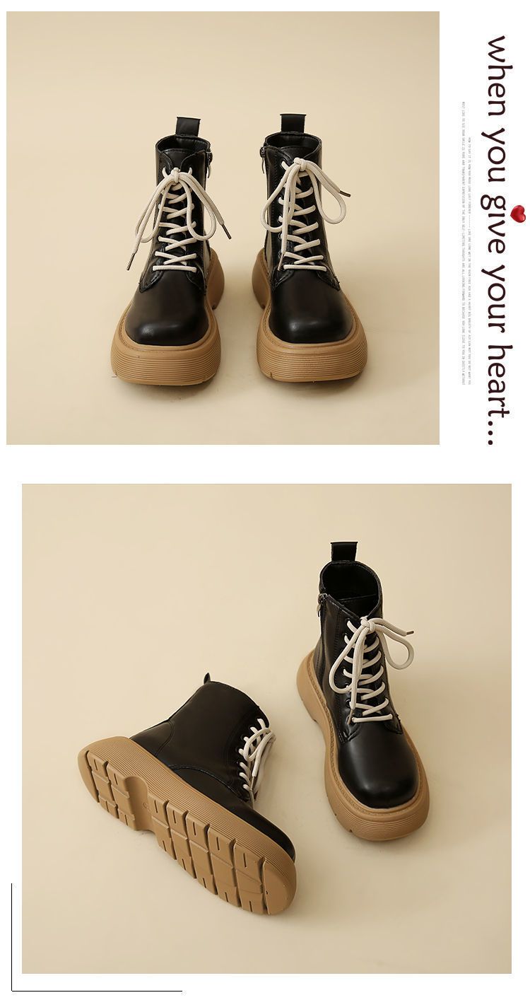 British style Martin for women's autumn thin 2023 new small high heels thick soles black slimming short boots_voghion.com