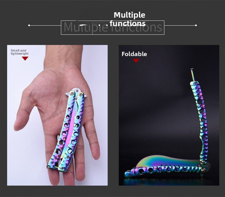 【Nowy nieostrzony motyl】Przenośny, obrotowy, transformowalny, fajny nóż do rzucania dla początkujących, wykonany w całości ze stali_voghion.com