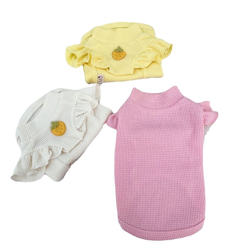Boiling Point Pet Autunno Inverno Fragola Waffle Manica Fly Base Maglietta Vestiti per Cuccioli Teddy Pomerania Cane di Piccola Taglia Casual_voghion.com
