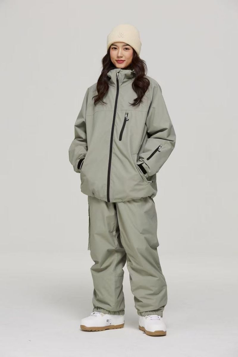001 Set For Snowboarding Skiing, Thickened And Warm Two-Piece Outdoor Mountaineering Ski Suit_voghion.com