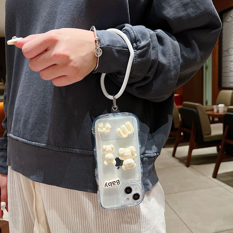 Applicable to Huawei Honor 80 wave air cushion BABY bear phone case P60PRO Bubble Drop-resistant rabbit love bracelet_voghion.com