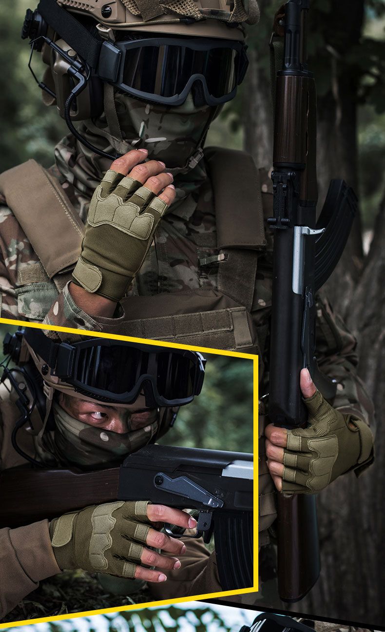 Tactical gloves for men and women 0108 half finger military fans outdoor riding anti cut fighting field training half finger paratrooper gloves_voghion.com