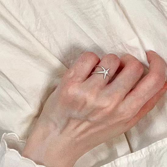 Matte Starfish 2024 New Ins Niche Design, And Cool Style, Double-layer Stacked Index Finger Ring_voghion.com