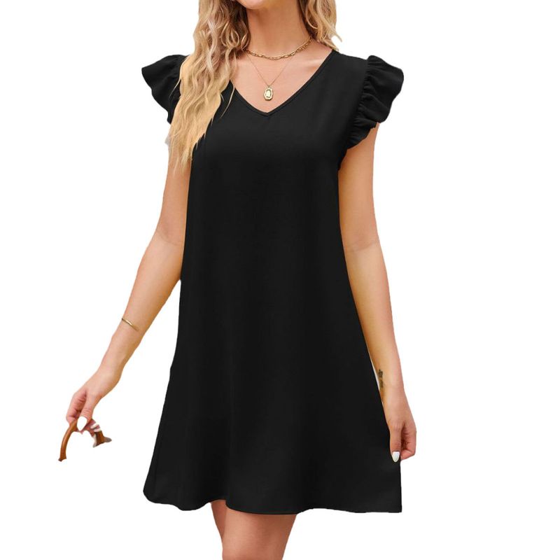 Abito estivo da donna 2024, nuovo prodotto, con scollo a V e maniche a palloncino, ampio, comodo e alla moda_voghion.com