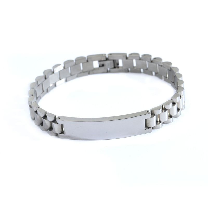 Armband 1PC Heißer Verkauf Licht Edelstahl herren Gebogene Zeichen Armband Kann Graviert Werden Strap Metall_voghion.com
