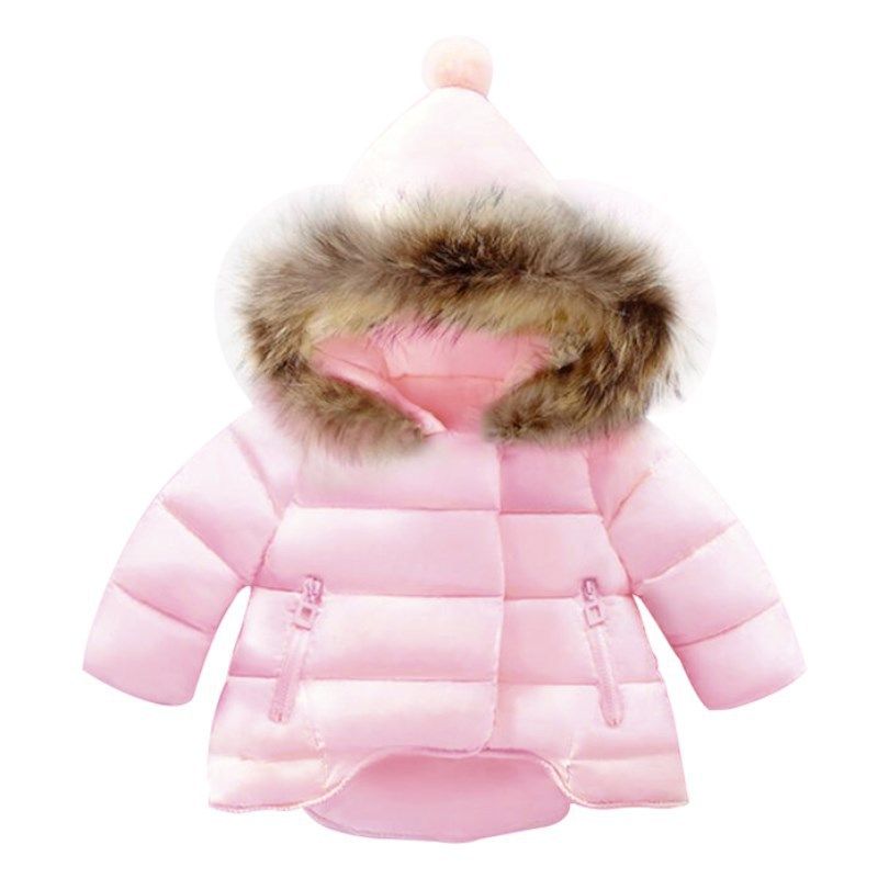 Wintermantel für Mädchen mit echtem Pelzkragen, warm wattierte Jacke für Kleinkinder und Kinder, Oberbekleidung mit Kapuze im koreanischen Stil_voghion.com