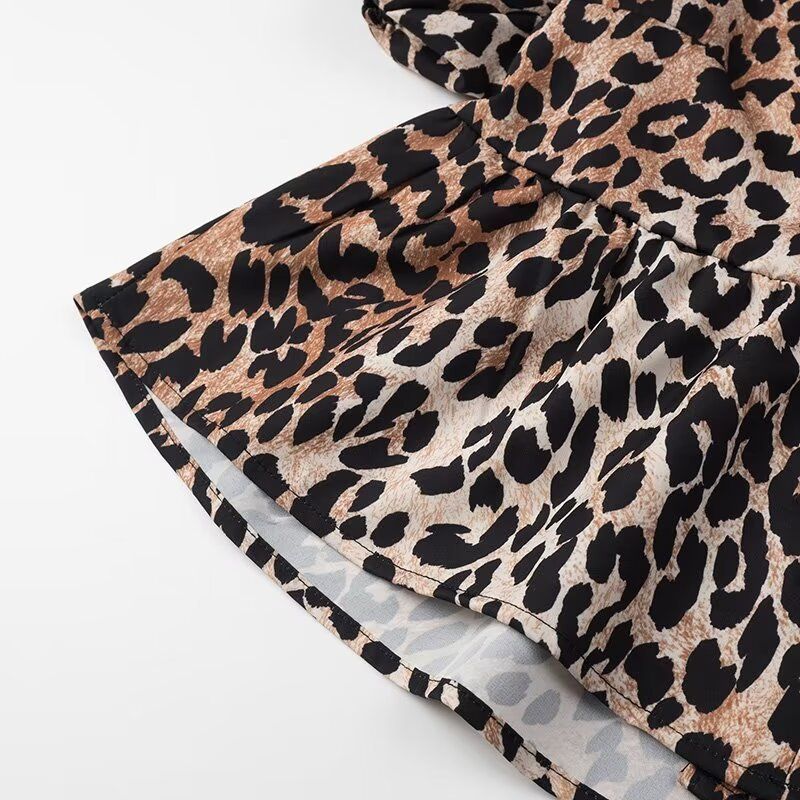 2025 Frühjahr Neue Damenmode Leopard Print Kurzarm Shirt_voghion.com