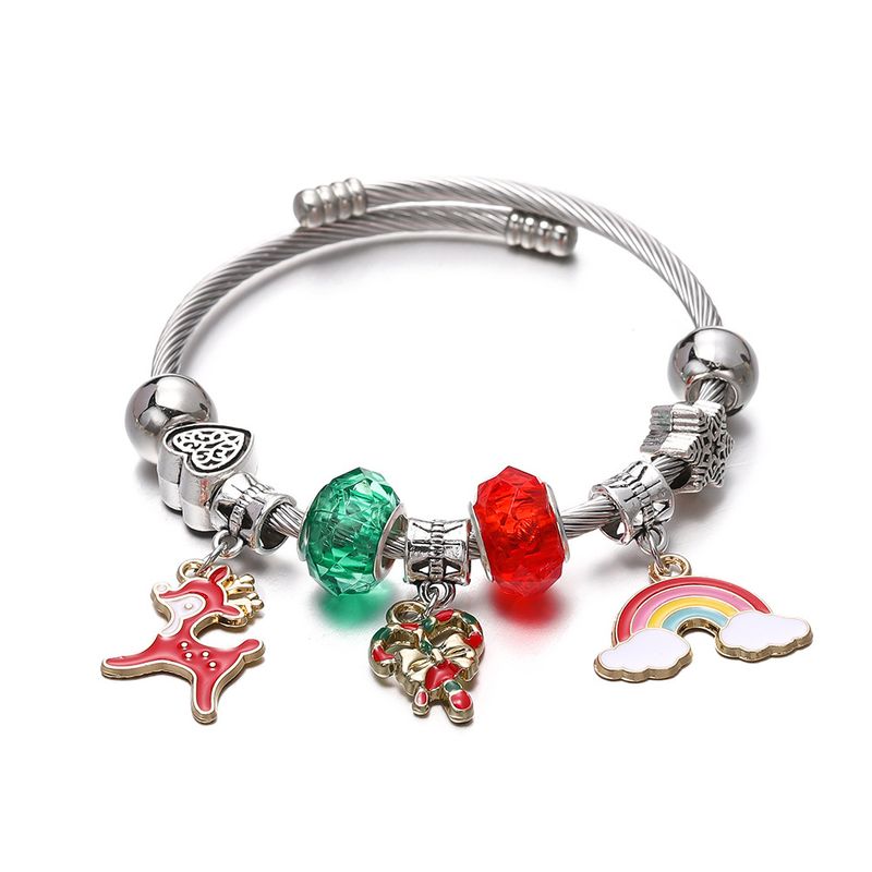 Braccialetto per bambini con ciondolo a forma di bastoncino di zucchero transfrontaliero europeo e americano in stile famiglia Pan, albero di Natale e pupazzo di neve._voghion.com