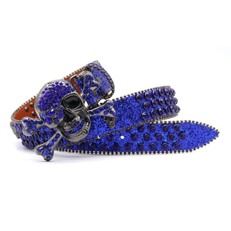 Guandžou skeleta galvas vīriešu spīdīga rhinestone josta hiphopa pankroka personalizēta mode_voghion.com
