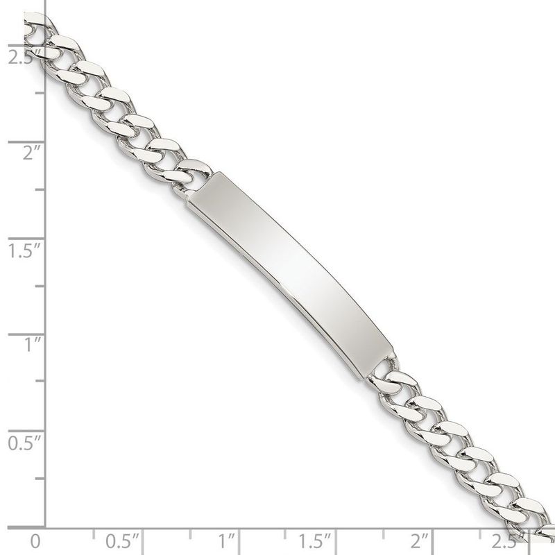 Sterling Silver 8inch Polished Engraveable Curb Link ID Bracelet_voghion.com