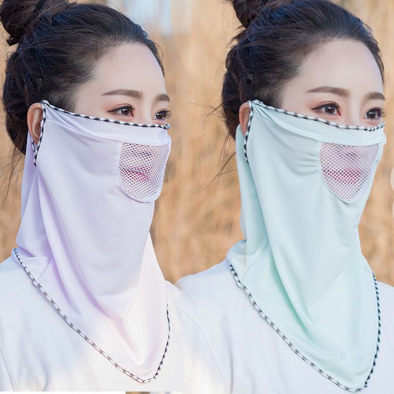 Maschera solare con protezione UV da ciclismo, con cinturino al collo, in tessuto di seta ghiacciata, nuova per l'estate da donna_voghion.com