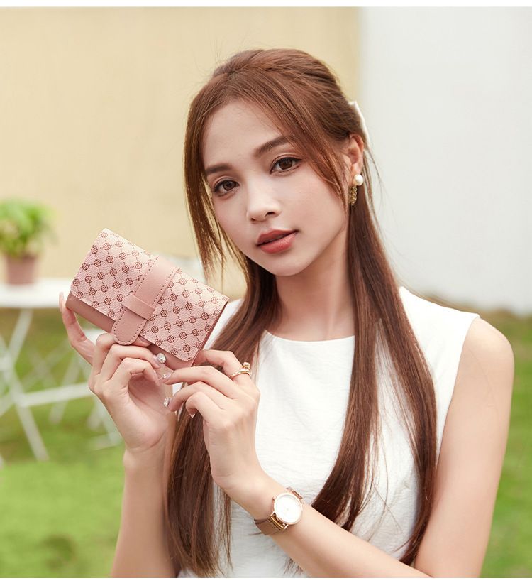 Women's Bags Dot Print Ladies Handbag Card Holder New Style Fashion Simple Three Fold Multi Card Slot Handbag_voghion.com