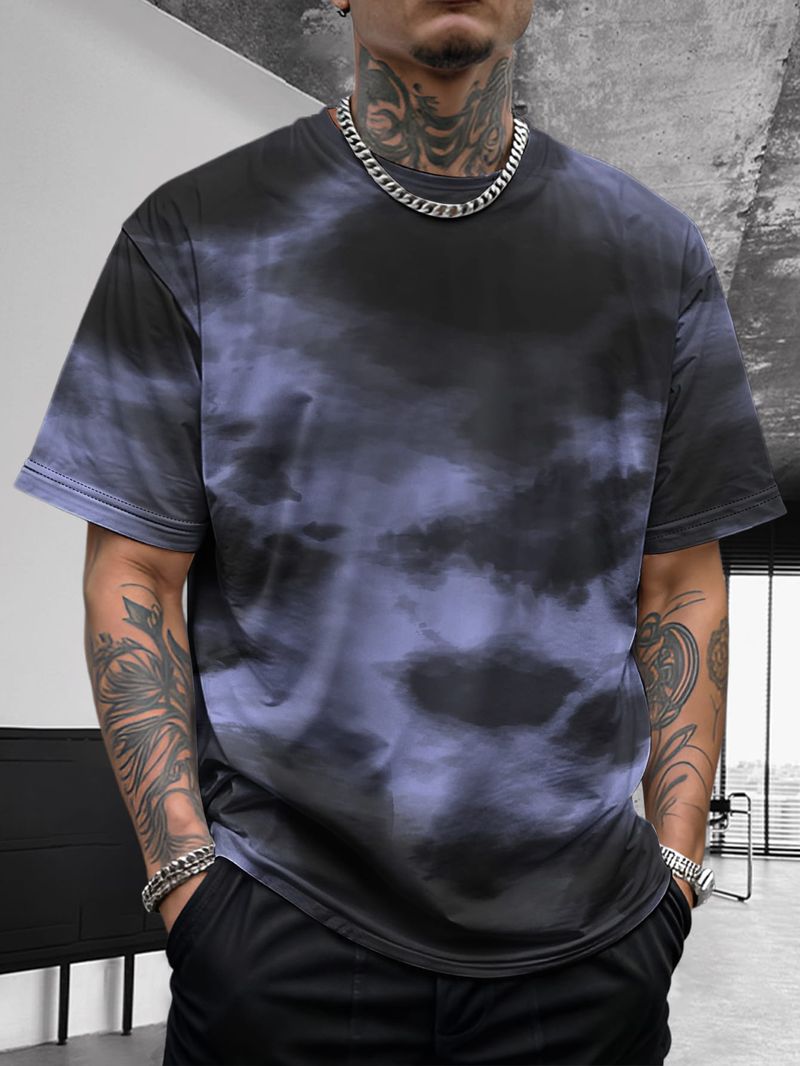 Camicia a maniche corte comoda e versatile da uomo, con stampa tie-dye, graffiti hip-hop e moda artistica estiva_voghion.com